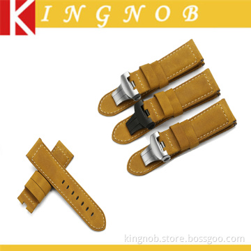 24mm Stainless Steel Pin Buckle Genuine Leather Watch Strap Band